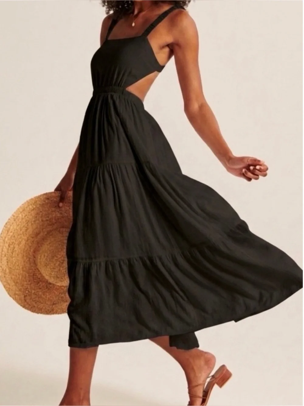 abercrombie long black dress Women's Long-Sleeve Collared Midi Sweater Dress in Black | Size S